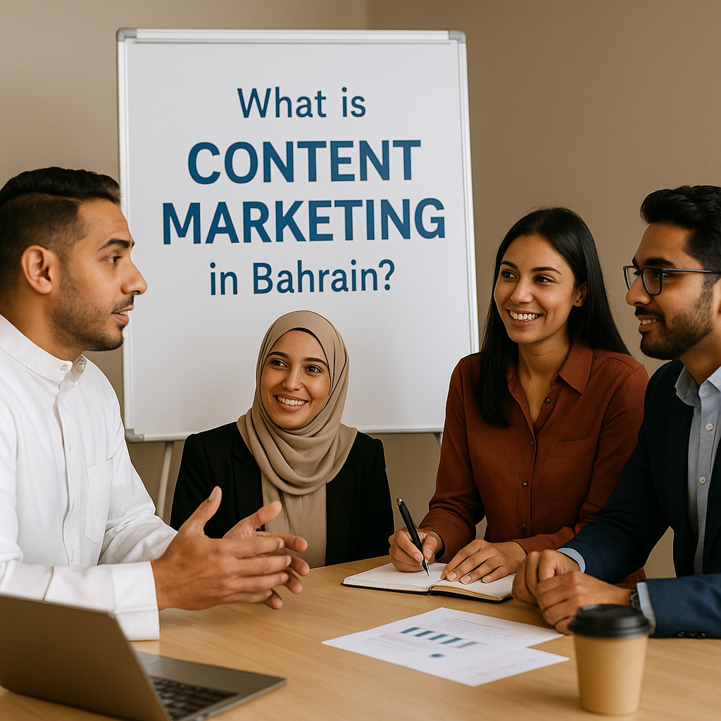 A content marketing workshop in Bahrain with professionals sharing ideas.