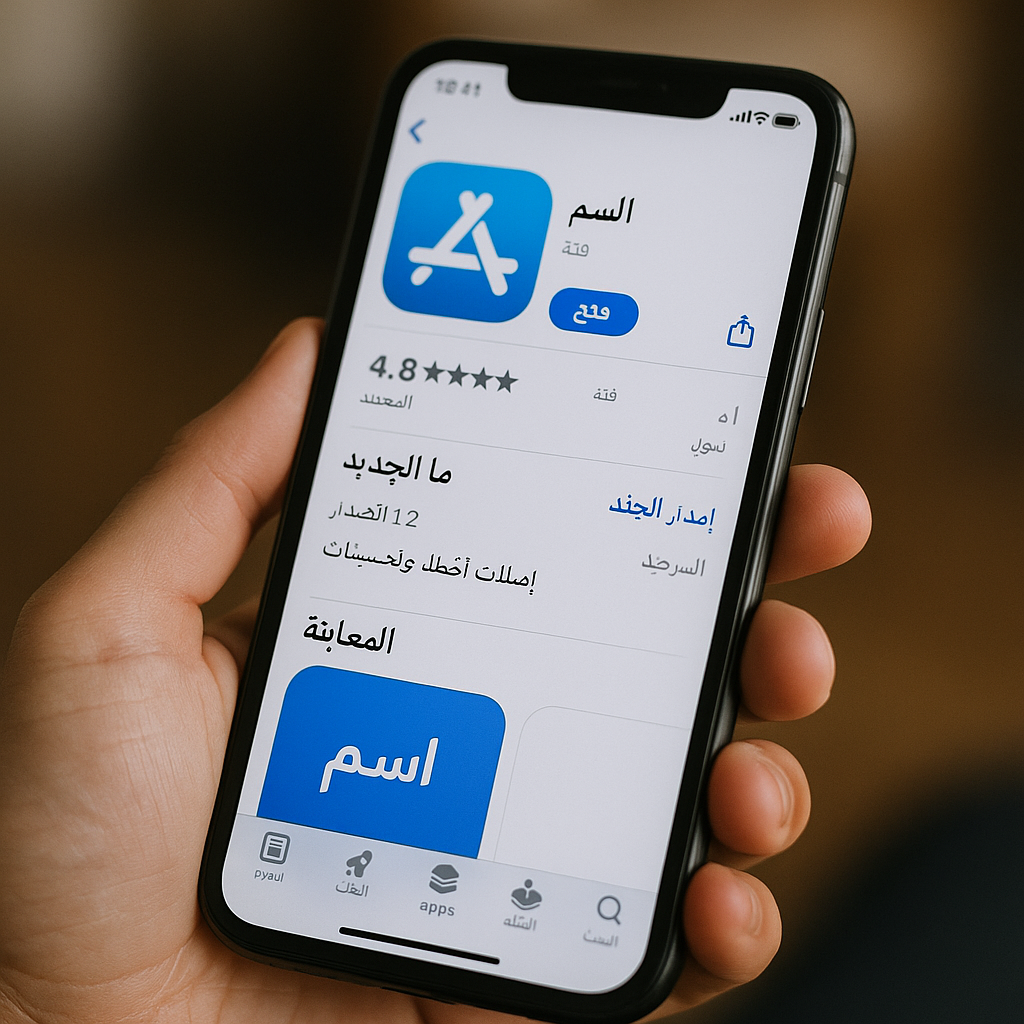 App Store listing in Arabic on a mobile screen.