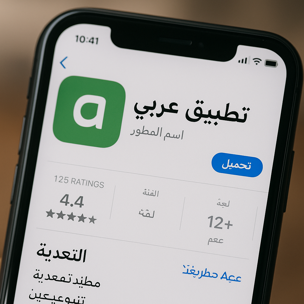 Arabic app title and metadata in the App Store.