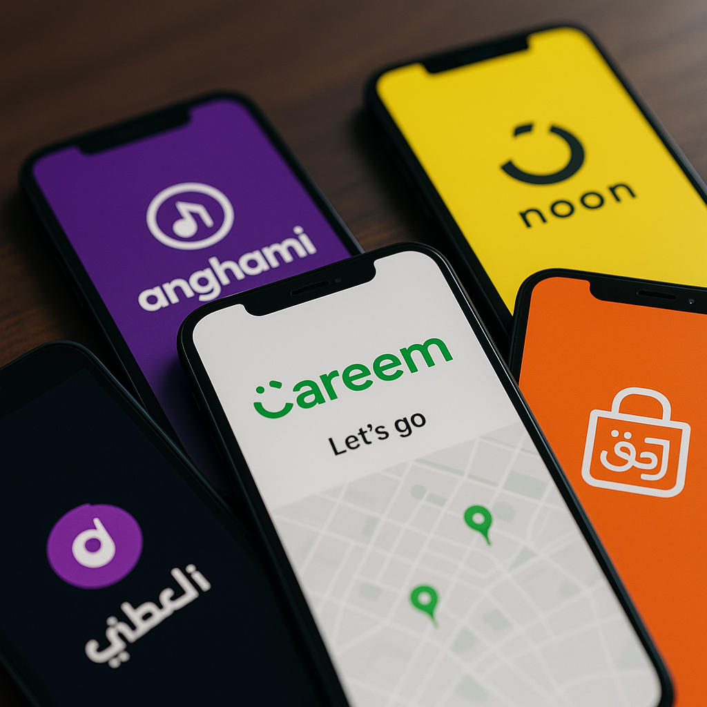 Screenshots of popular MENA-based apps.