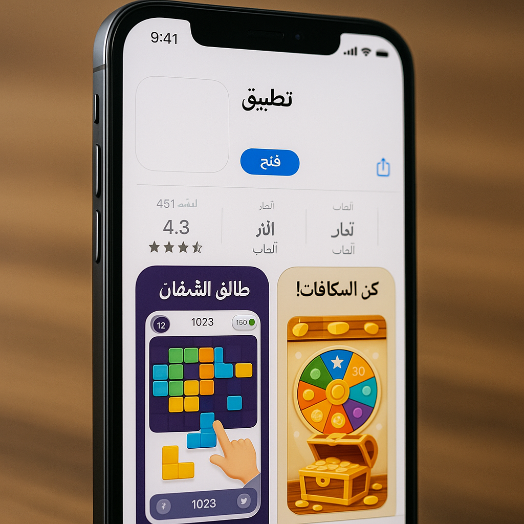 Arabic-language app screenshots on iPhone.