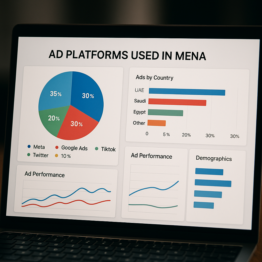 Dashboard comparing ad platforms used in MENA.