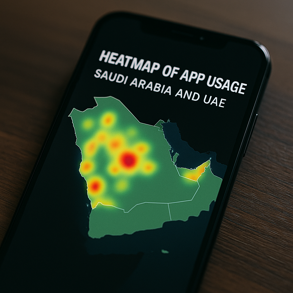Heatmap of app usage in Saudi Arabia and UAE.