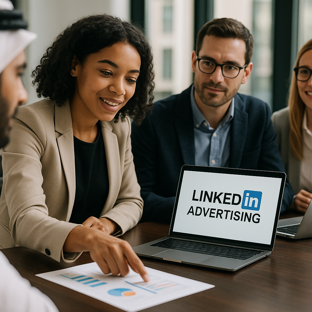 A LinkedIn advertising campaign meeting with professionals.
