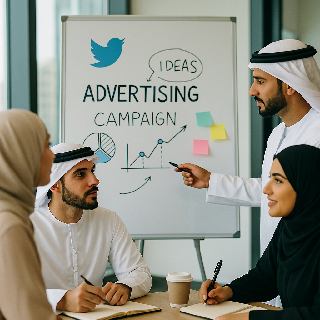 A Twitter advertising campaign brainstorming session in the GCC.
